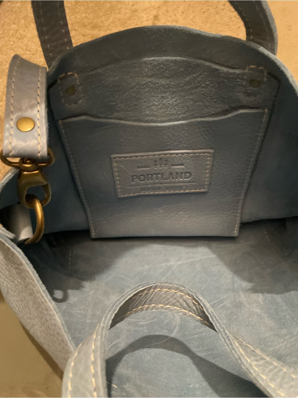 Portland Leather Powder Blue Crossbody Bag